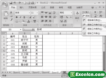 在Excel2007中删除行或列第1张